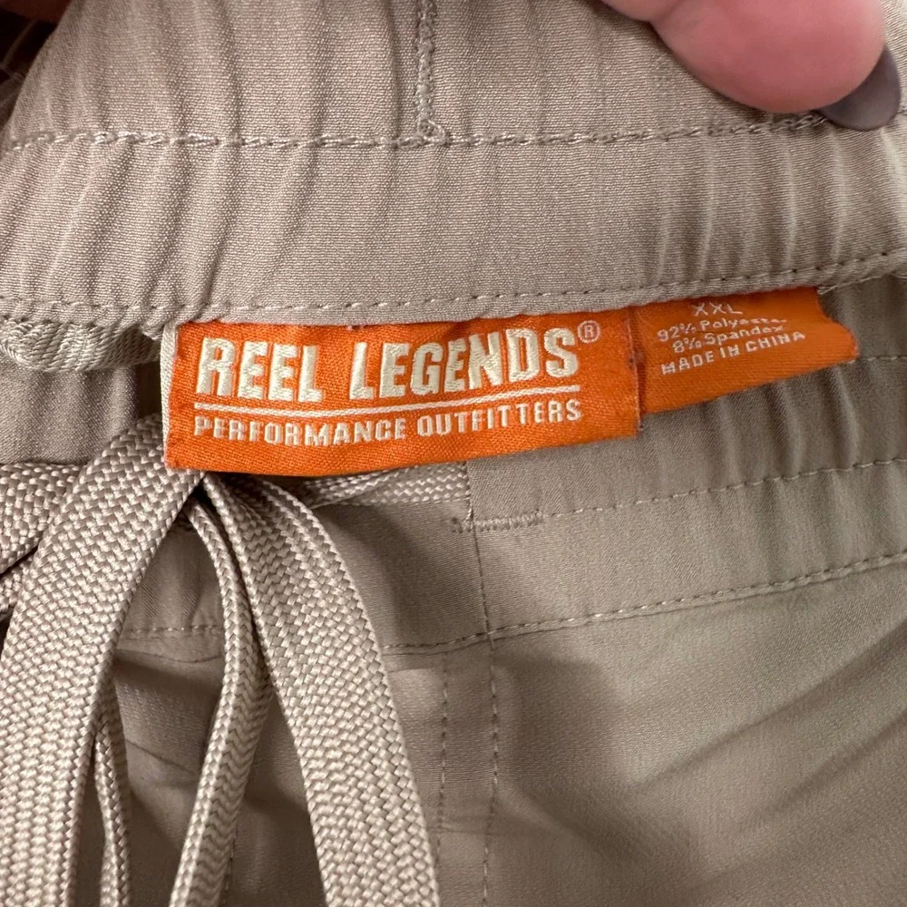 Reel Legends Performance Outfitters Mens XXL Tan Khaki Elastic Drawstring Shorts